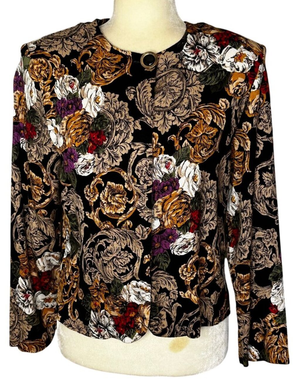 Vintage Norton McNaughton Baroque Floral Jacket Blouse Size 10 80s Tapestry
